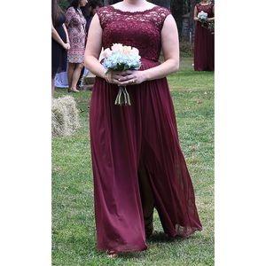 David’s Bridal Lace Bodice Bridesmaid Dress